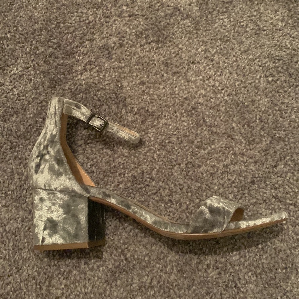 Express Silver Crushed Velvet Heels